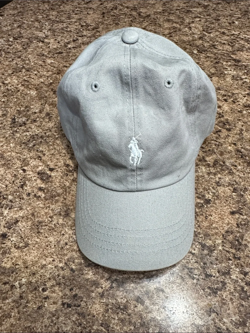 Polo by Ralph Lauren Gray Hat with White Pony Adjustable Leather Strap